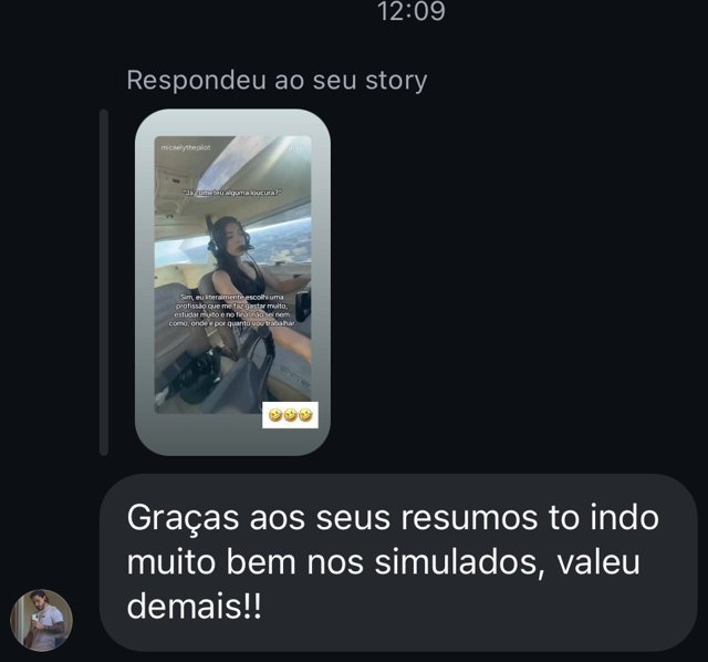 Print de depoimento de aluno(a) sobre os resumos