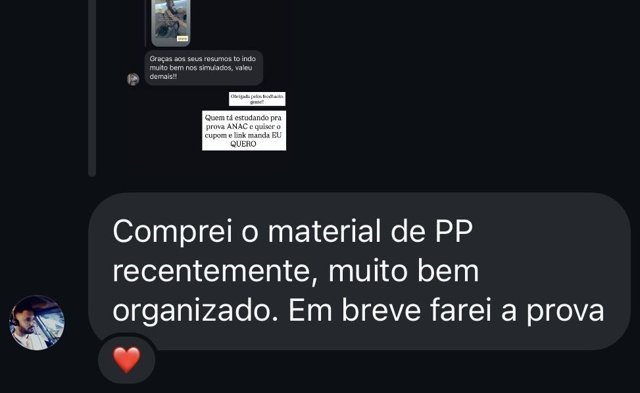 Print de depoimento de aluno(a) sobre os resumos
