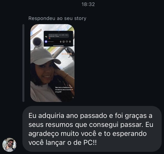 Print de depoimento de aluno(a) sobre os resumos