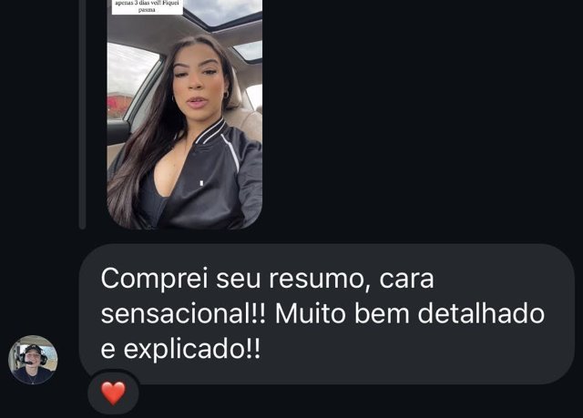 Print de depoimento de aluno(a) sobre os resumos