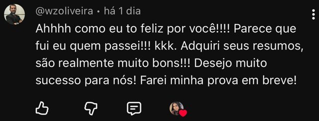 Print de depoimento de aluno(a) sobre os resumos