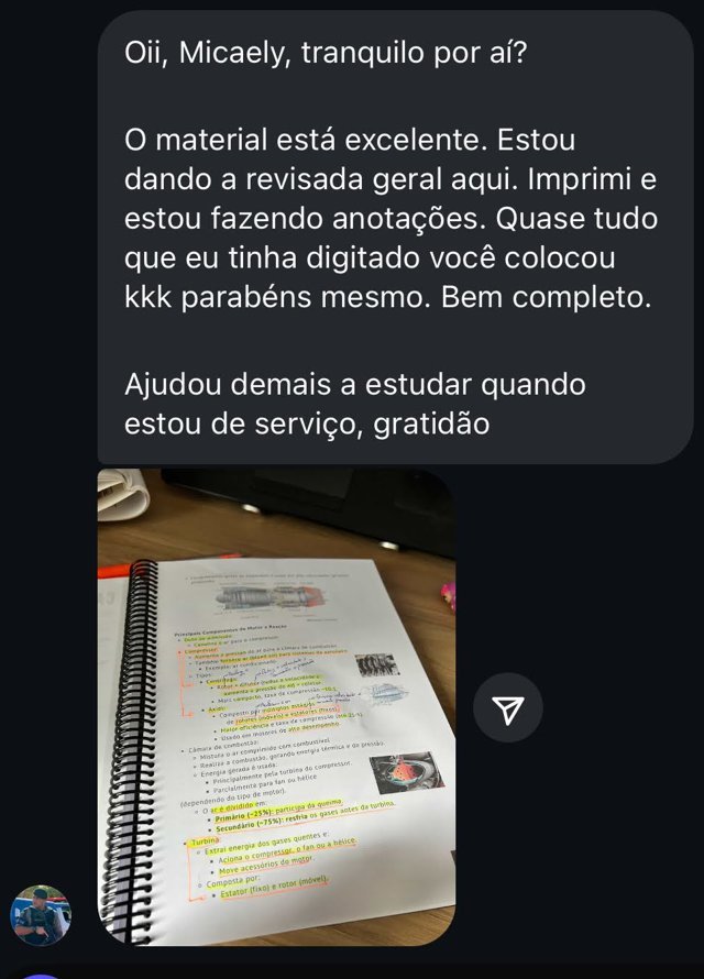 Print de depoimento de aluno(a) sobre os resumos