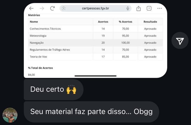 Print de depoimento de aluno(a) sobre os resumos