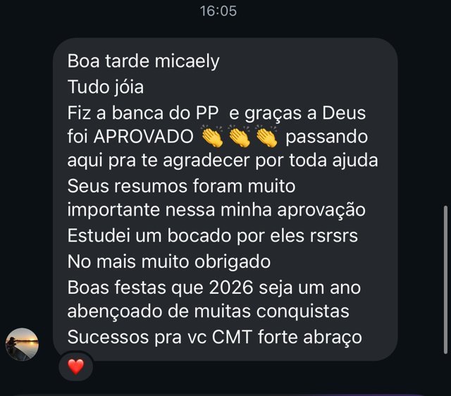 Print de depoimento de aluno(a) sobre os resumos