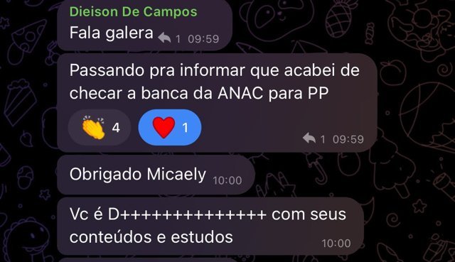Print de depoimento de aluno(a) sobre os resumos