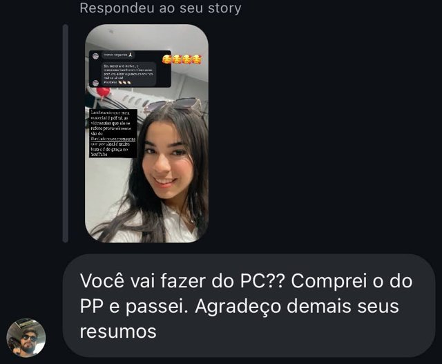Print de depoimento de aluno(a) sobre os resumos