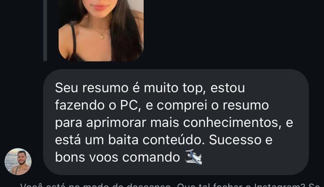 Print de depoimento de aluno(a) sobre os resumos
